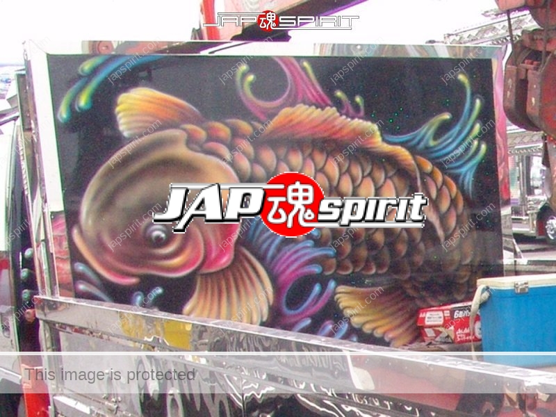 ISUZU Elf, Art truck style, carp & dragon air brush paint on the back by "Air brush Hirayama" (3)