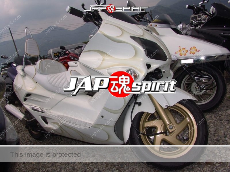 HONDA Forza MF06. white color with light gold fire pattern with custom sheet (2)