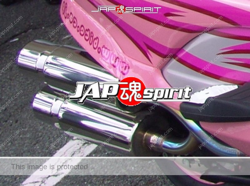 HONDA Forza MF07, Pink color with pink fire pattern with twin straight muffler (1)