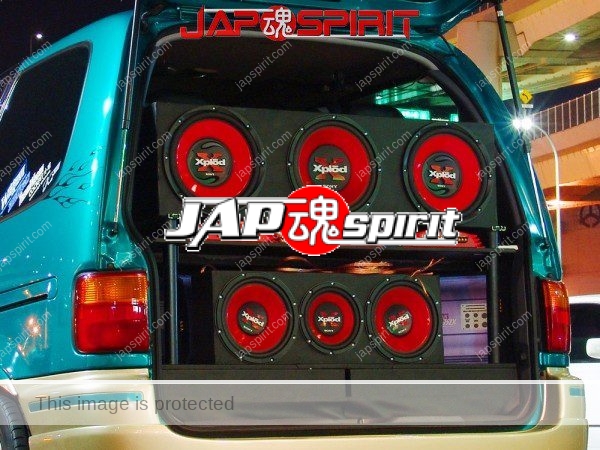 NISSAN SERENA, Sotomuki style sound car, Five big speakers is built in, DarkCyan color
