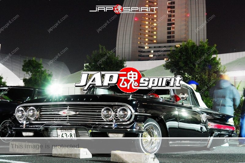 Chevrolet Impala 2nd black color lowrider style at Minatomirai, team STYLISTICS (3)