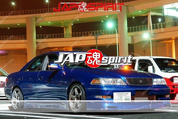 TOYOTA Mark II x100, Basic style street drift car with broken front spoiler, blue color (1)
