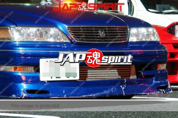 TOYOTA Mark II x100, Basic style street drift car with broken front spoiler, blue color (2)
