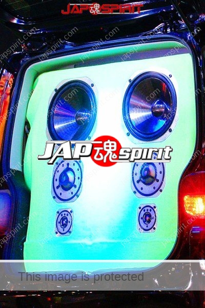 DAIHATSU MOVE Conte, Sotomuki style sound car, green neon lighting, built in big speaker, block color (1)