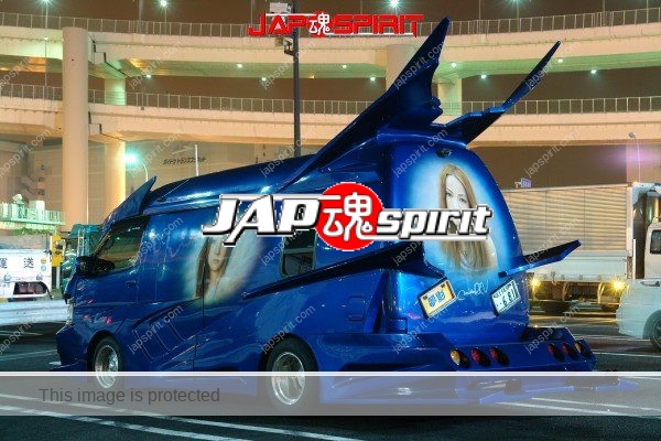 TOYOTA HIACE H100, Vanning style, team "Yumekage" air brush paint, big wing, blue body (2)