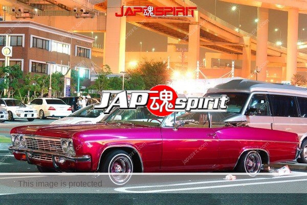 Chevrolet Impala convertible, Low rider style, deep pink body @ daikoku parking