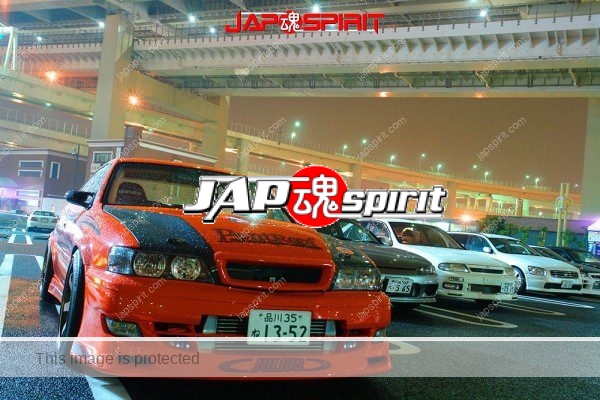 TOYOTA CHASER 6th x100, 1JZ, Drift style car、Orange color with gold wheel, Vinyl graphic, "Shout Rogue" Julius custom (1)