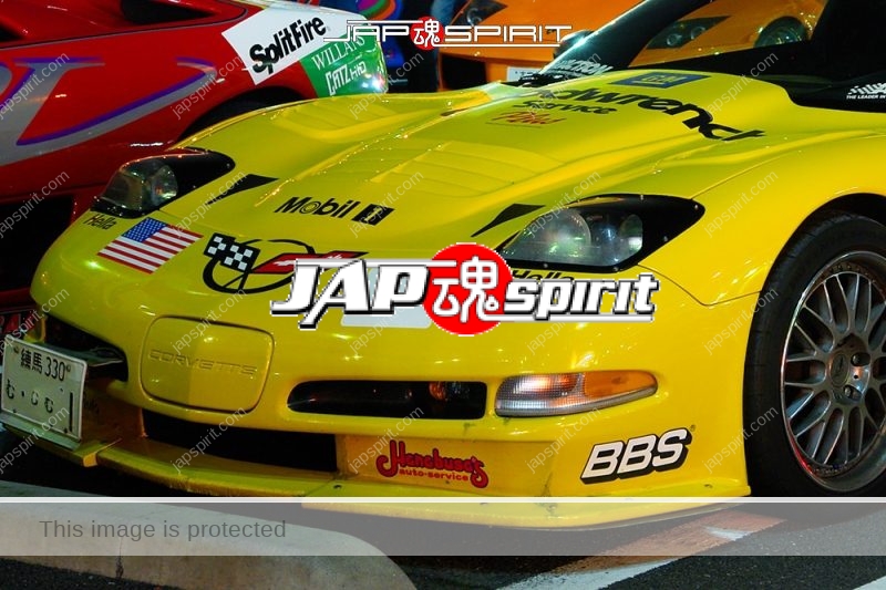 Chevrolet Corvette 5th C5 Super car Yellow with many sticker at Daikoku PA (2)