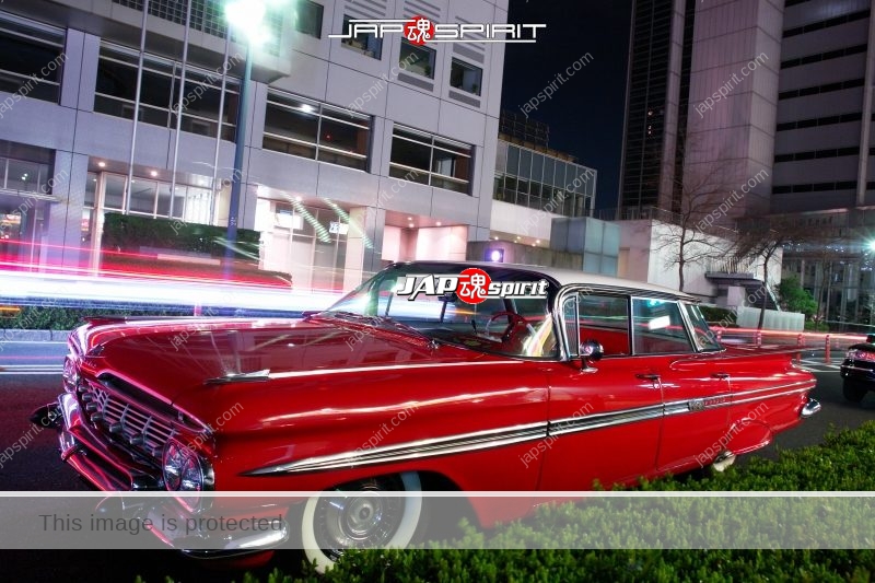 CHEVROLET-1959-Impala-4-Door-Sedan-red-color-at-Minatomirai-02