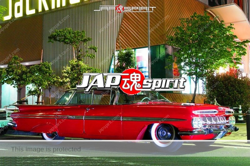 Chevrolet-Impala-1959-lowrider-red-color-at-Minatomirai-02
