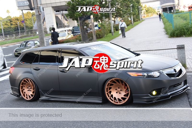 Stancenation 2016 Acura TSX CU hellaflush mat black body Copper-colored wheel at odaiba 1
