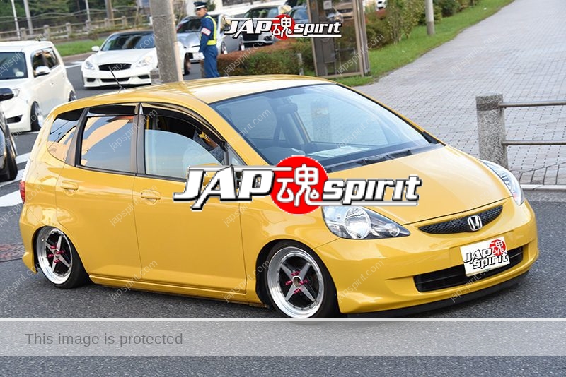 Stancenation 2016 Honda Fit hellaflush yellow body at odaiba