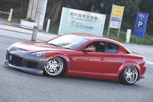 Stancenation 2016 Mazda RX8 hellaflush tsuraichi red body at odaiba