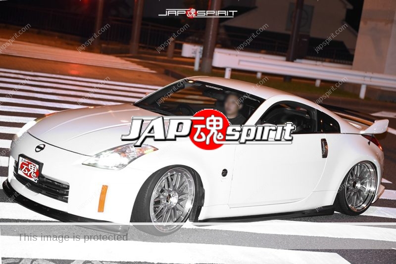 Stancenation 2016 Nissan Fairlady Z33 hellaflush spocom style white body at odaiba