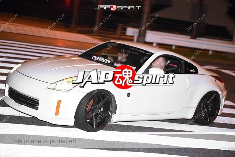 Stancenation 2016 Nissan Fairlady Z33 white body black wheel at odaiba