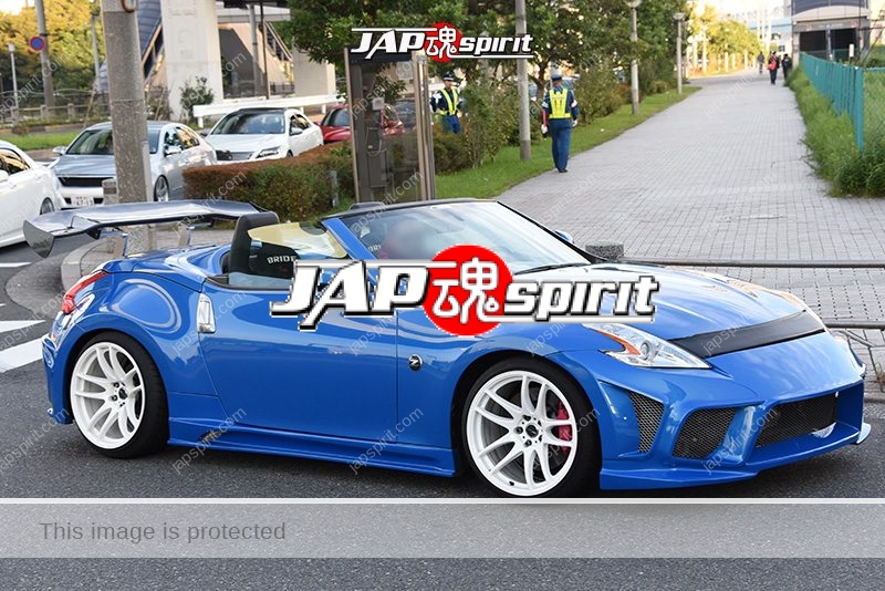 Stancenation 2016 Nissan Fairlady Z34 convertible hellaflush GT wing blue body white wheel 1