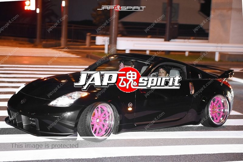 Stancenation 2016 Nissan Fiarlady Z33 black body pink wheel hellaflush at odaiba 1