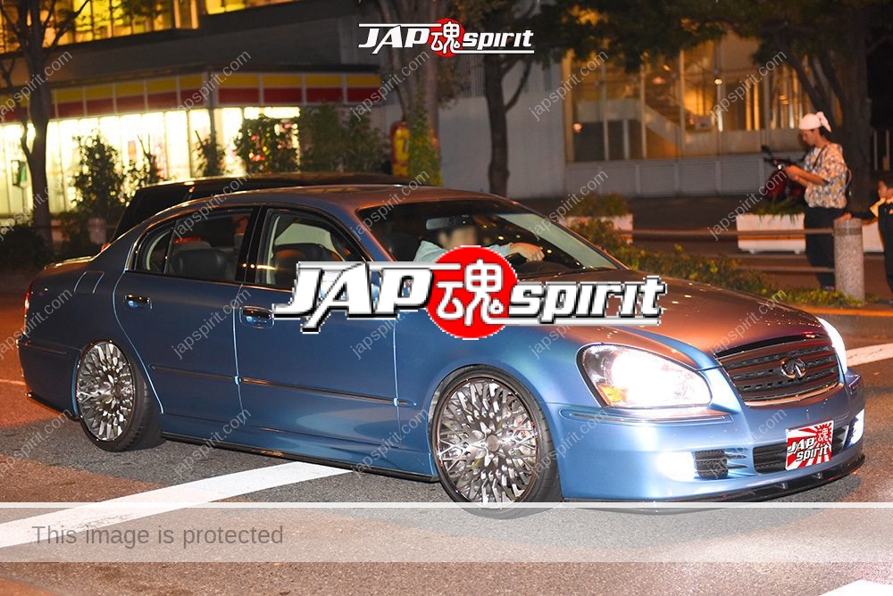Stancenation 2016 Nissan NFINITI Q45 VIP light blue color at Odaiba 2