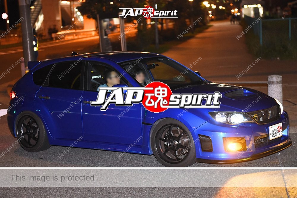 Stancenation 2016 Subaru Impreza wagon blue body at odaiba