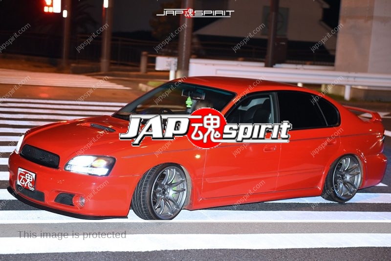 Stancenation 2016 Subaru Legacy 3rd sedan hellaflush red body at Odaiba