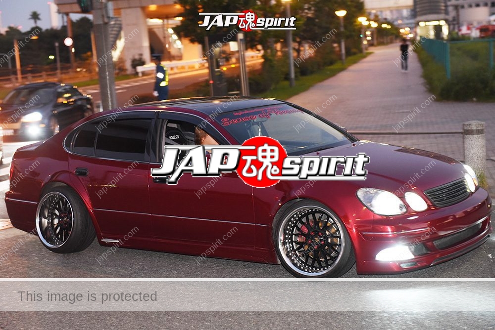 Stancenation-2016-Toyota-Aristo-JZS16-VIP-deep-red-body-at-odaiba-01