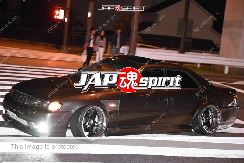 Stancenation 2016 Toyota CHASER x100 hellaflush style camber brown body at odaiba 1