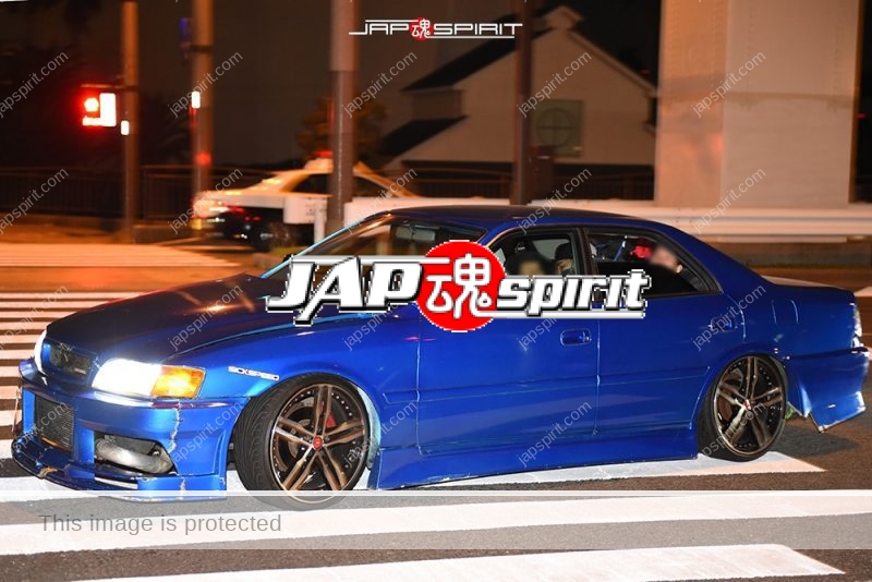 Stancenation 2016 Toyota Chaser 100 Drift car style blue body at Odaiba