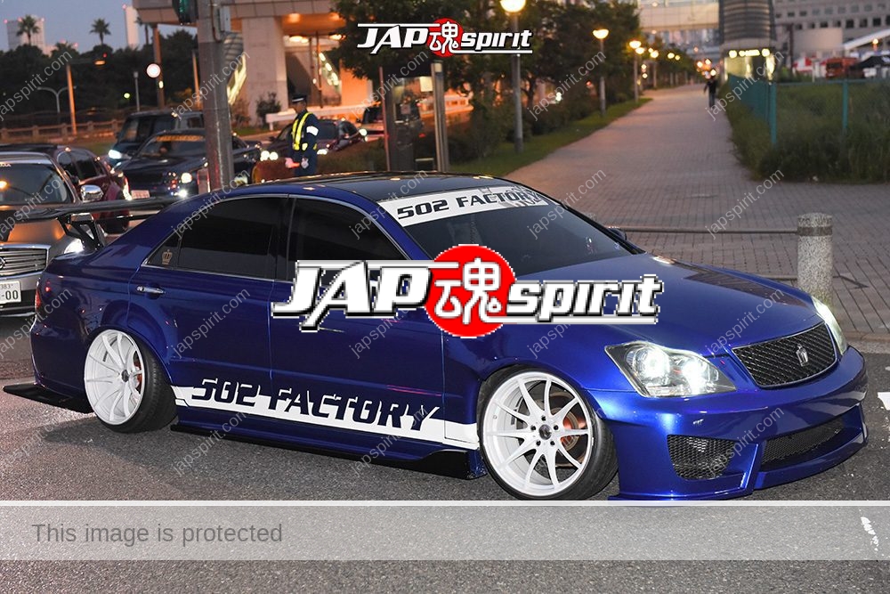 Stancenation 2016 Toyota Crown S18 dress up VIP style blue body GT wing by 502 factory