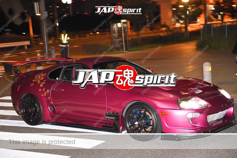 Stancenation 2016 Toyota Supra hellaflush spocom hashiriya style magenta body GT wing at odaiba 1