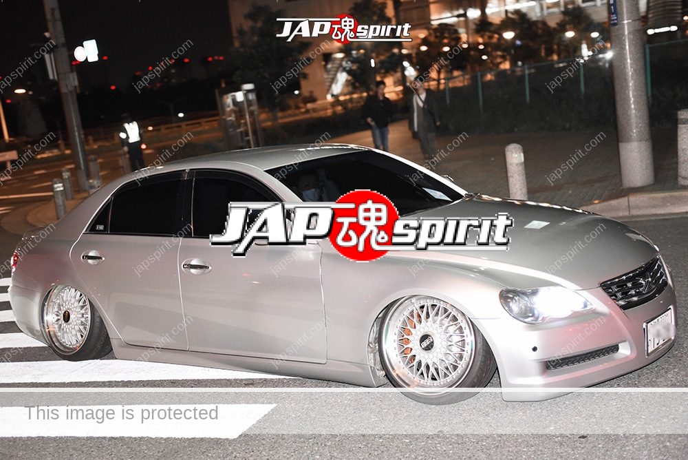 Stancenation 2016 Toyota mark X VIP style hellaflush silver body white wheel at odaiba 1