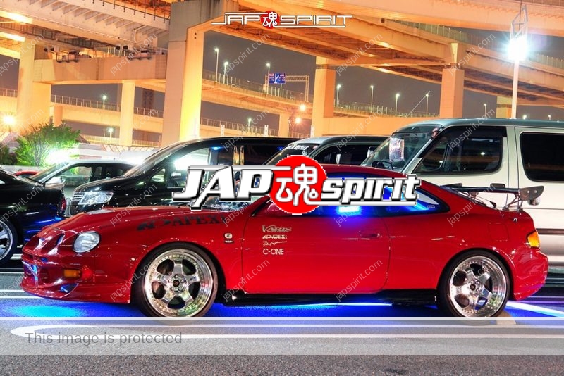 TOYOTA-Celica-ST20-Sports-compact-style-red-color-under-lighting-at-Daikoku-PA-01