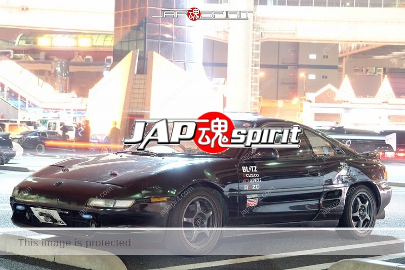 TOYOTA MR2 SW20 Hashiriya style black color with GT wing at Daikoku PA