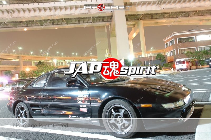 TOYOTA MR2 SW20 Hashiriya style black color with GT wing at Daikoku PA 2