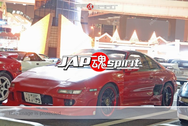 TOYOTA MR2 SW20 Hashiriya style red color white GT wing at Daikoku PA