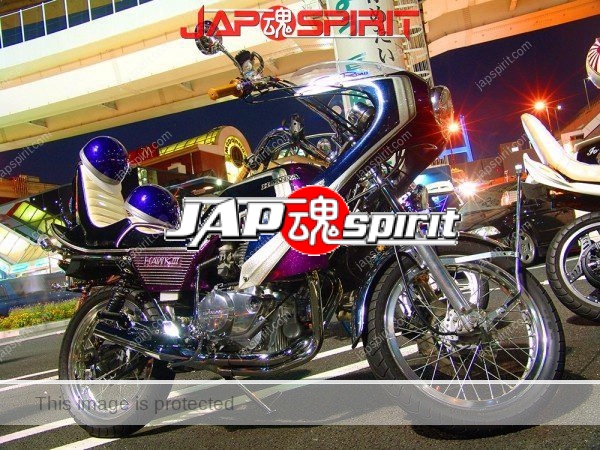 HONDA CB400N HAWK III, Zokusha style, Sandan sheet & Rocket cowl, dark blue & purple color