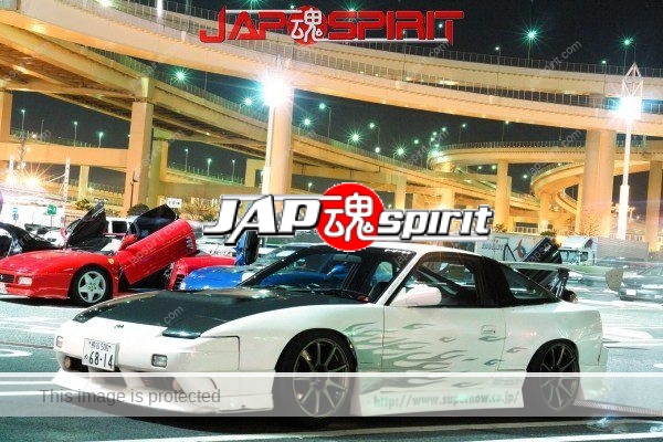 NISSAN 180, Drift style, GT wing, white color and fire pattern (1)