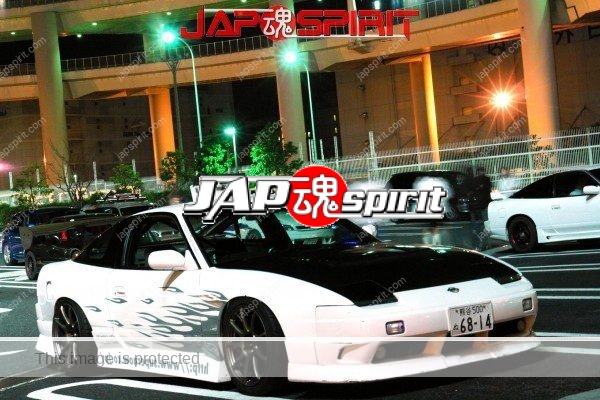 NISSAN 180, Drift style, GT wing, white color and fire pattern (2)