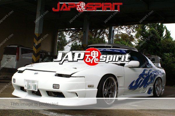 NISSAN 180, Street drift style, metal plating wheel & white body with blue flare