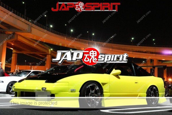 Nissan 180, street drift style with green under neon light yellow color steel plated wheel (1)