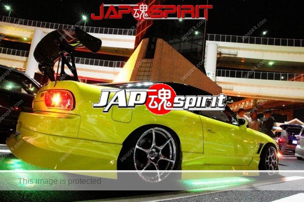 Nissan 180, street drift style with green under neon light yellow color steel plated wheel (2)