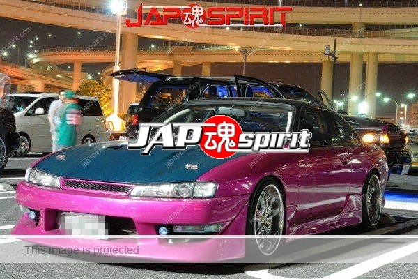Nissan Silvia 14, Purple color and GT wing, Steet drift style