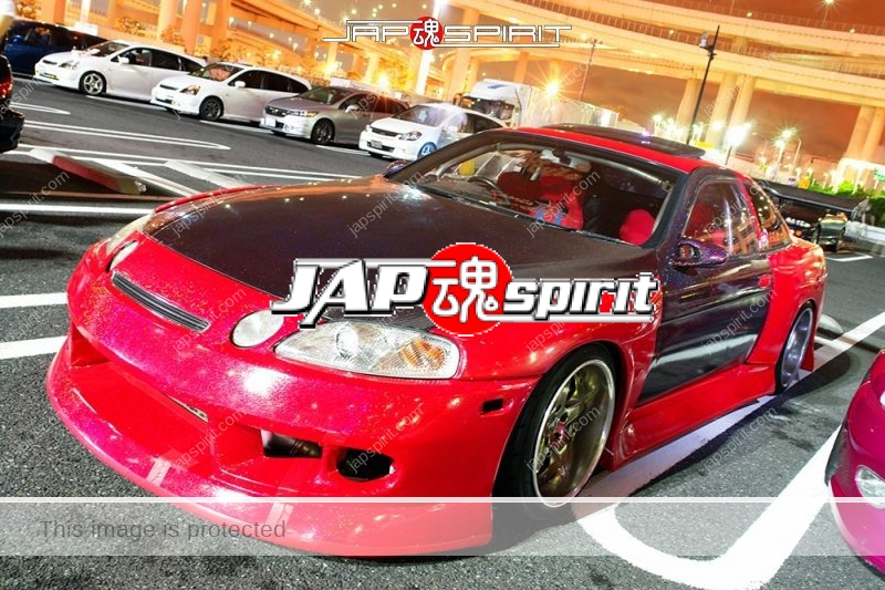 TOYOTA Soara Z30 street drift style red body carbon bonnet GT wing at Daikoku PA